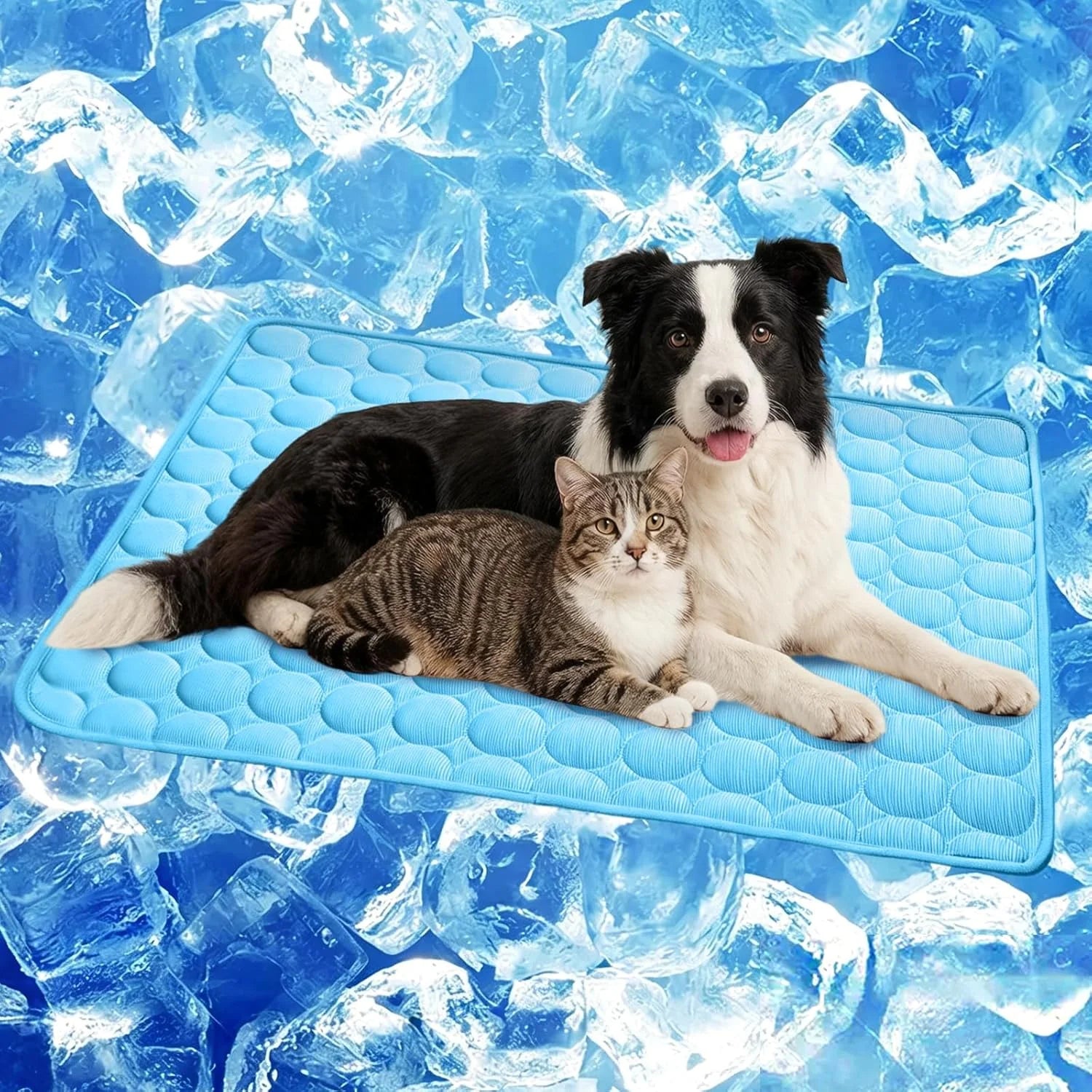 Cooling Mat for Dogs & Cats, Q-Max>0.4 Chill Fiber Pet Cooling Pad, Washable Non-Slip Non-Toxic Portable Cooling Bed for Small Medium Large Pets, Indoor & Outdoor Use