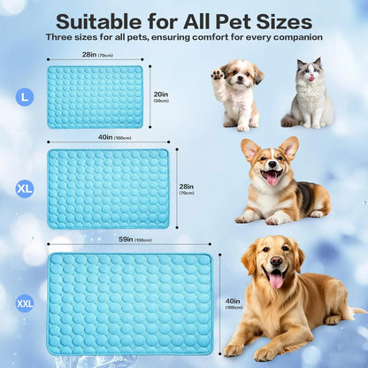 Cooling Mat for Dogs & Cats, Q-Max>0.4 Chill Fiber Pet Cooling Pad, Washable Non-Slip Non-Toxic Portable Cooling Bed for Small Medium Large Pets, Indoor & Outdoor Use